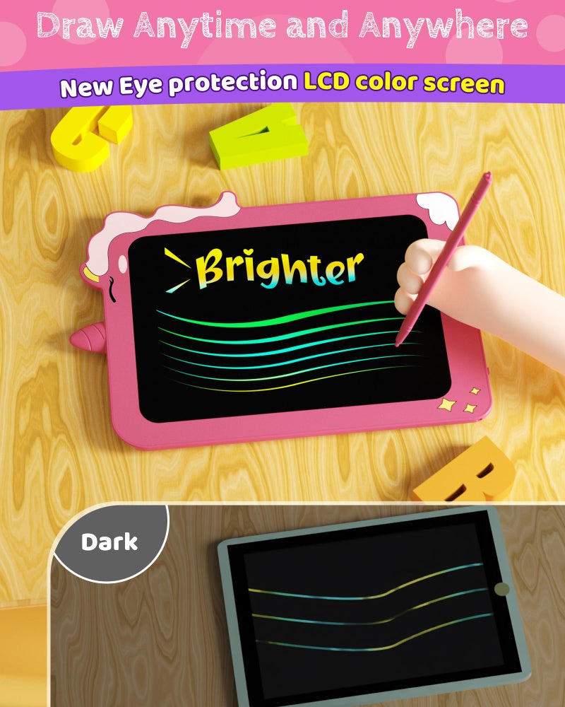 TEKFUN LCD Writing Tablet for Kids  8.5 Inch Unicorn Toddler Doodle Board  Drawing Tablet  Reusable Electronic Pads Educational and Learning Toy Gift for 3-8 Years Old Boy and Girl (Pink) - Image 5